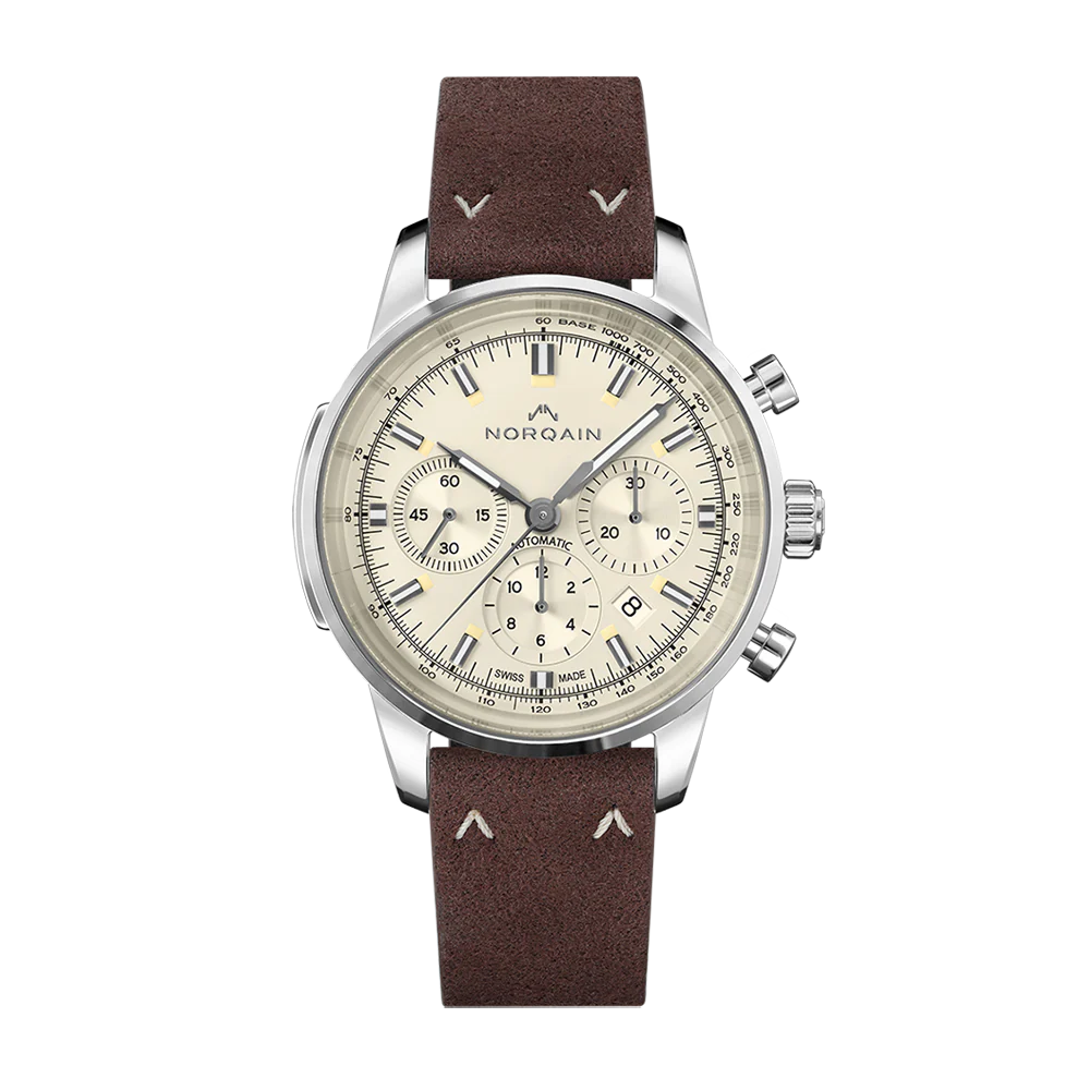 NORQAIN Freedom 60 Chrono Cream Dial Ebony Strap