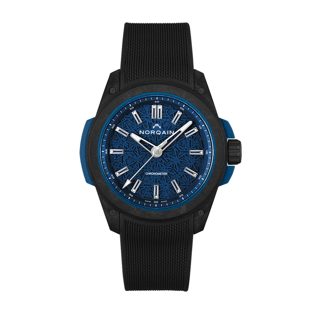 NORQAIN Wild ONE Blue Dial Black Rubber Strap