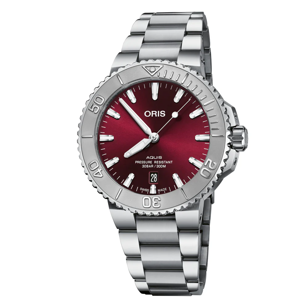 Oris Aquis Date Relief Red Dial Stainless Steel