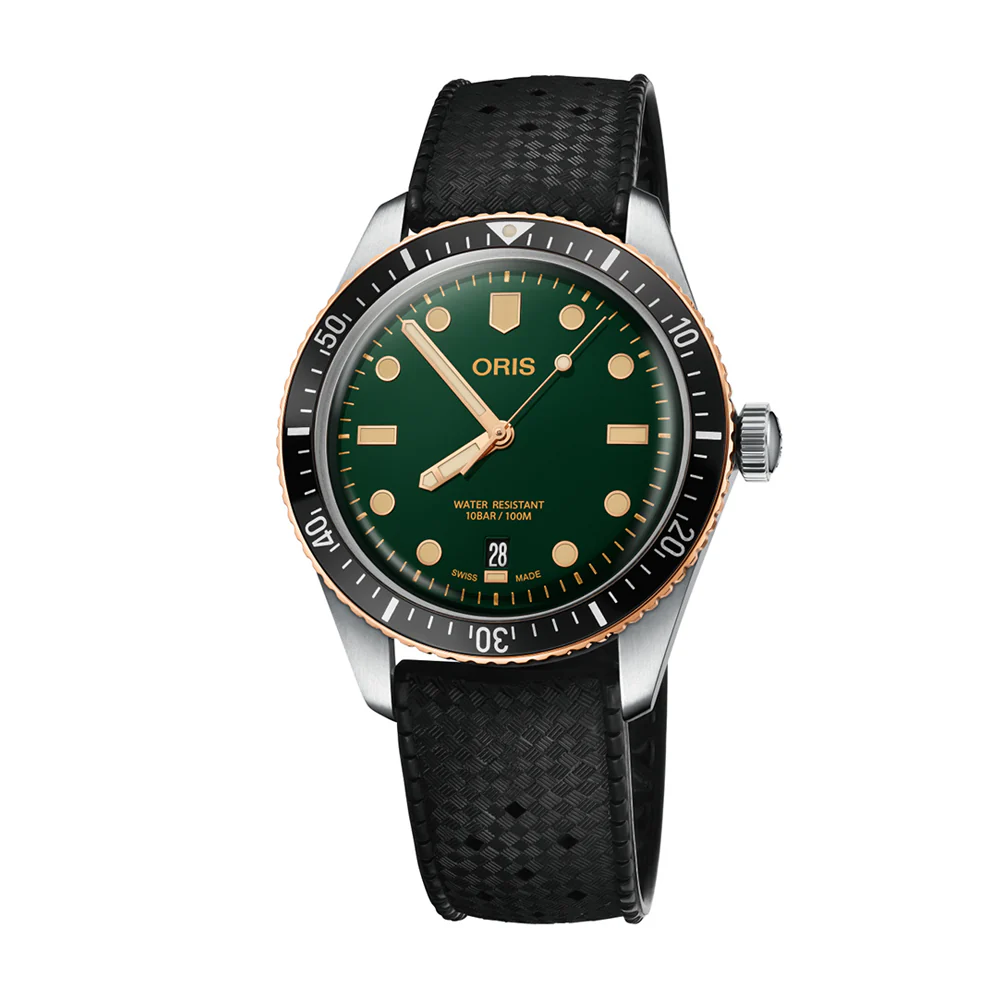 Oris Divers Sixty-Five Green Dial Rubber Strap