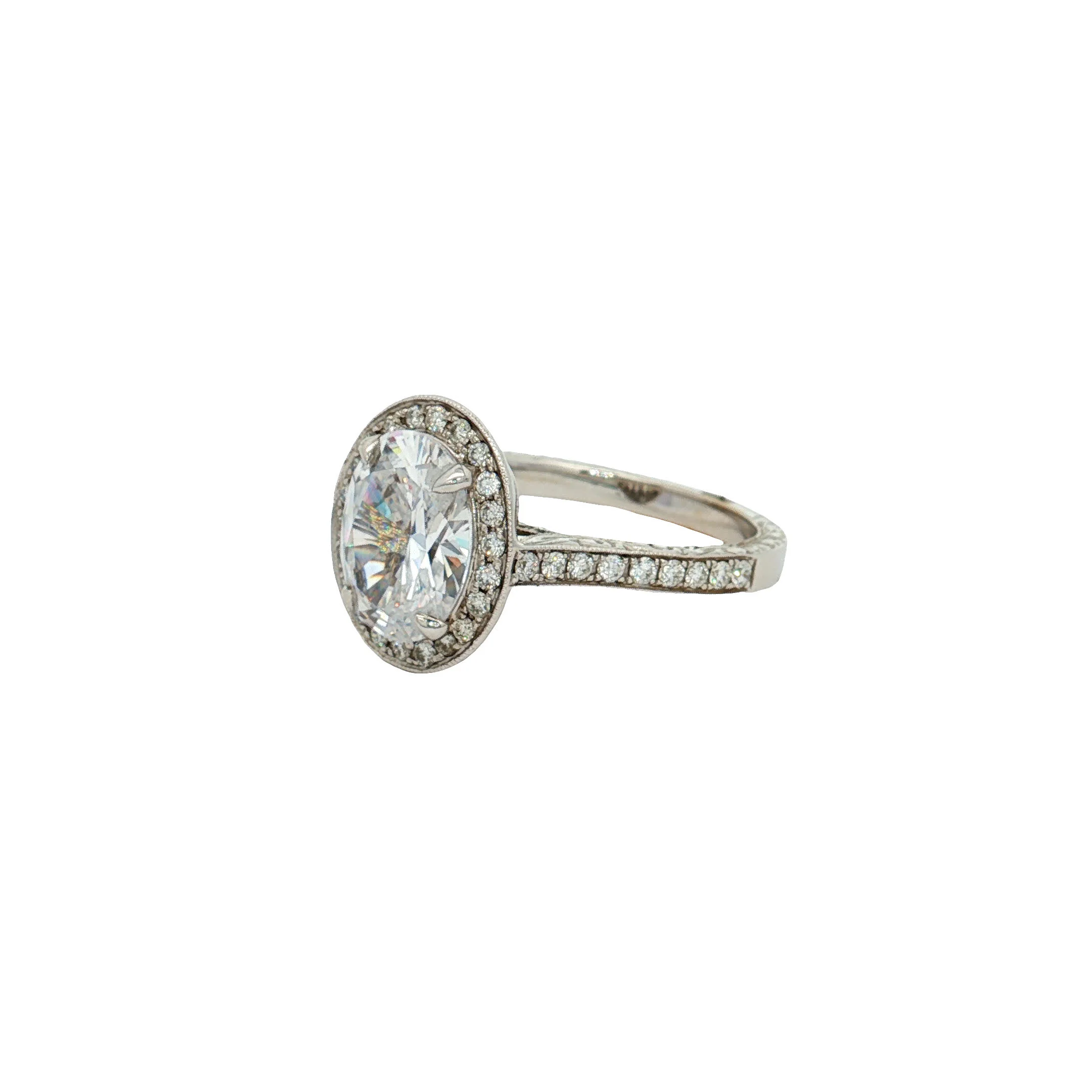Penny Preville Penelope 18K White Gold Oval Diamond Halo Engagement Ring Mounting - Image 2