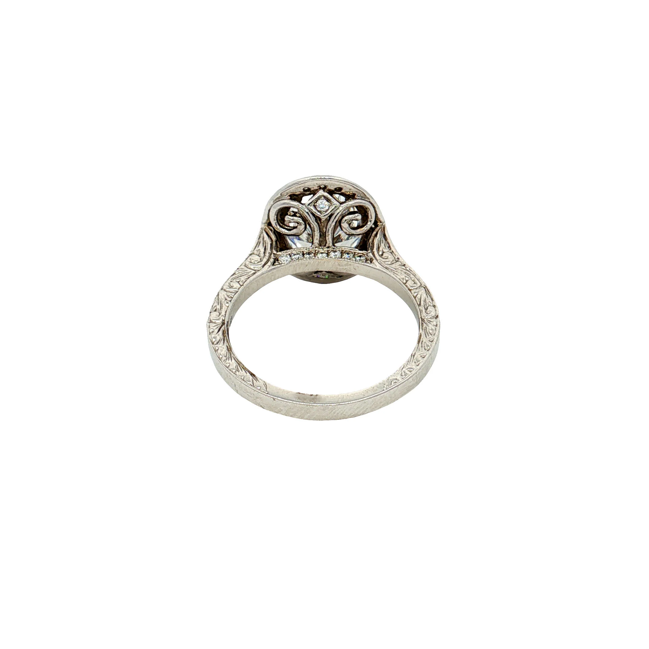 Penny Preville Penelope 18K White Gold Oval Diamond Halo Engagement Ring Mounting - Image 3