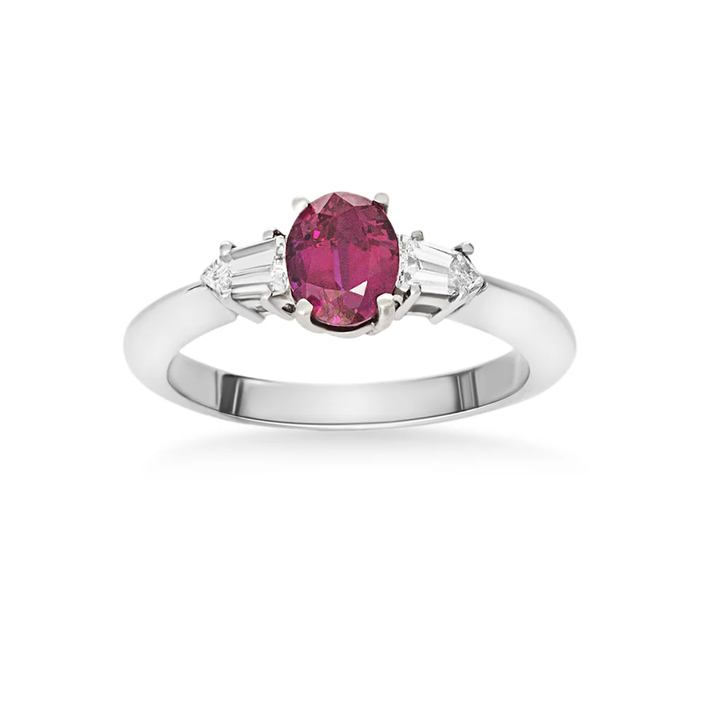 Platinum Burma Ruby and Diamond Estate Ring