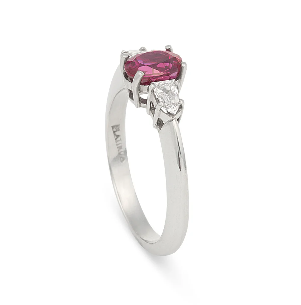 Platinum Burma Ruby and Diamond Estate Ring - Image 2