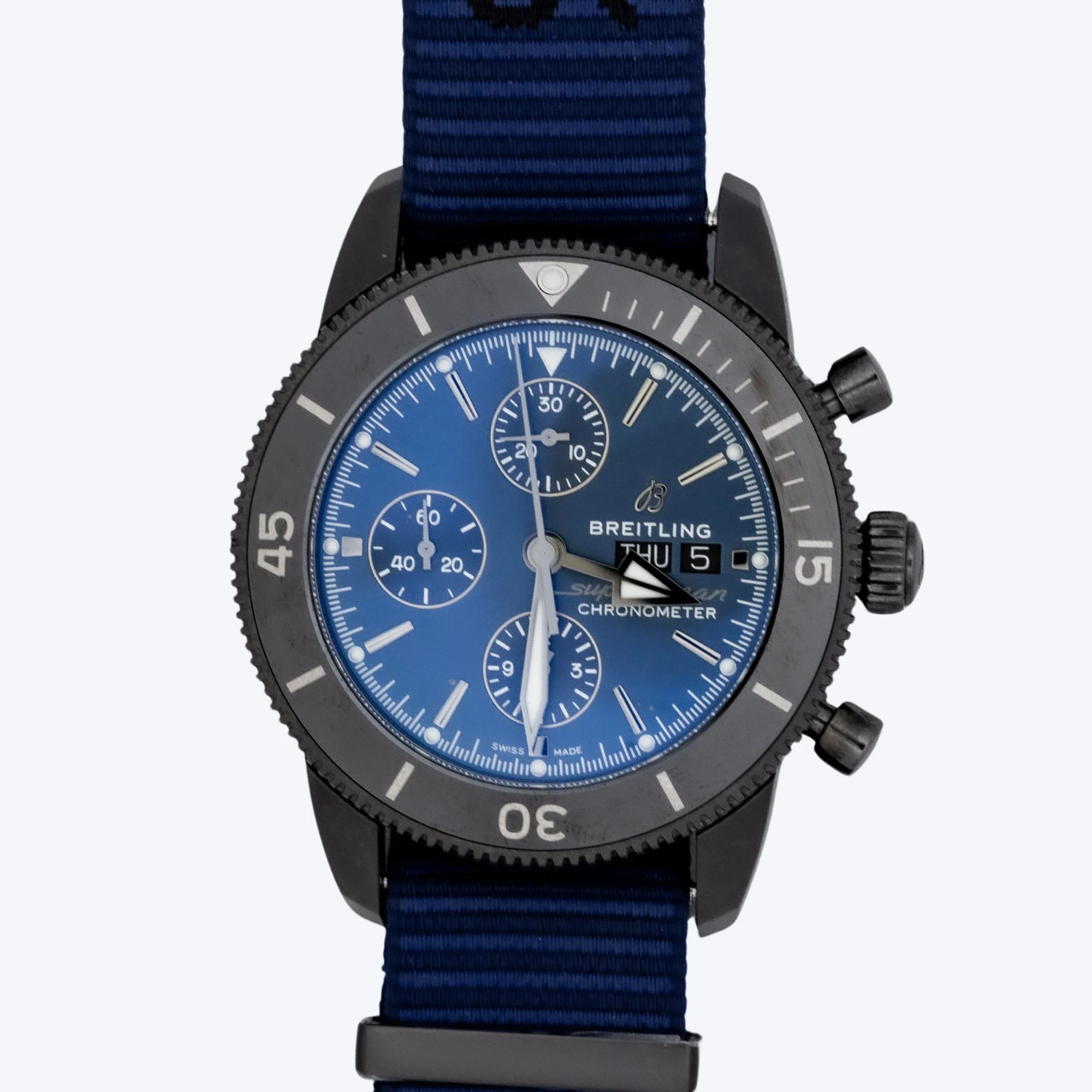 Pre Owned Breitling Superocean Heritage Chronograph Outerknown Blue - Image 2