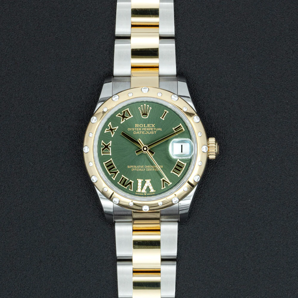 Pre Owned Rolex Datejust 31 Stainless Steel and Yellow Gold Green Dial
