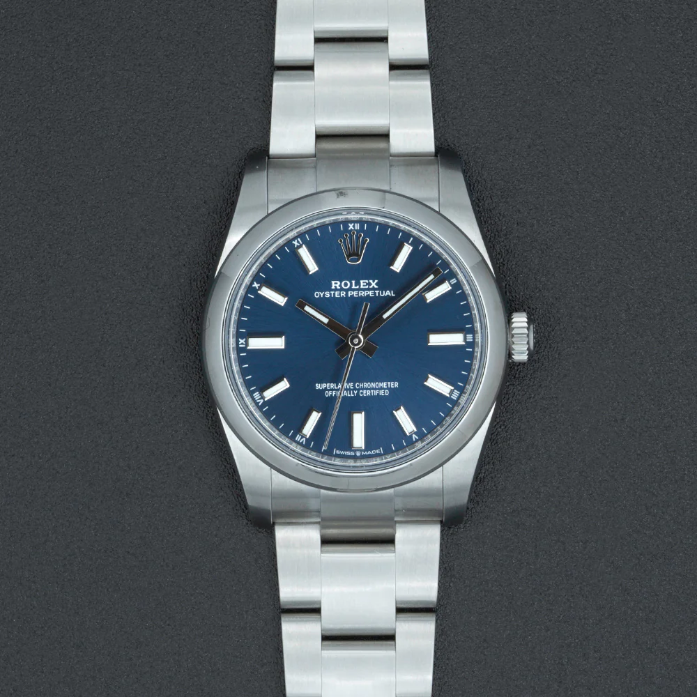 Pre Owned Rolex Oyster Perpetual 34 Steel Blue Dial
