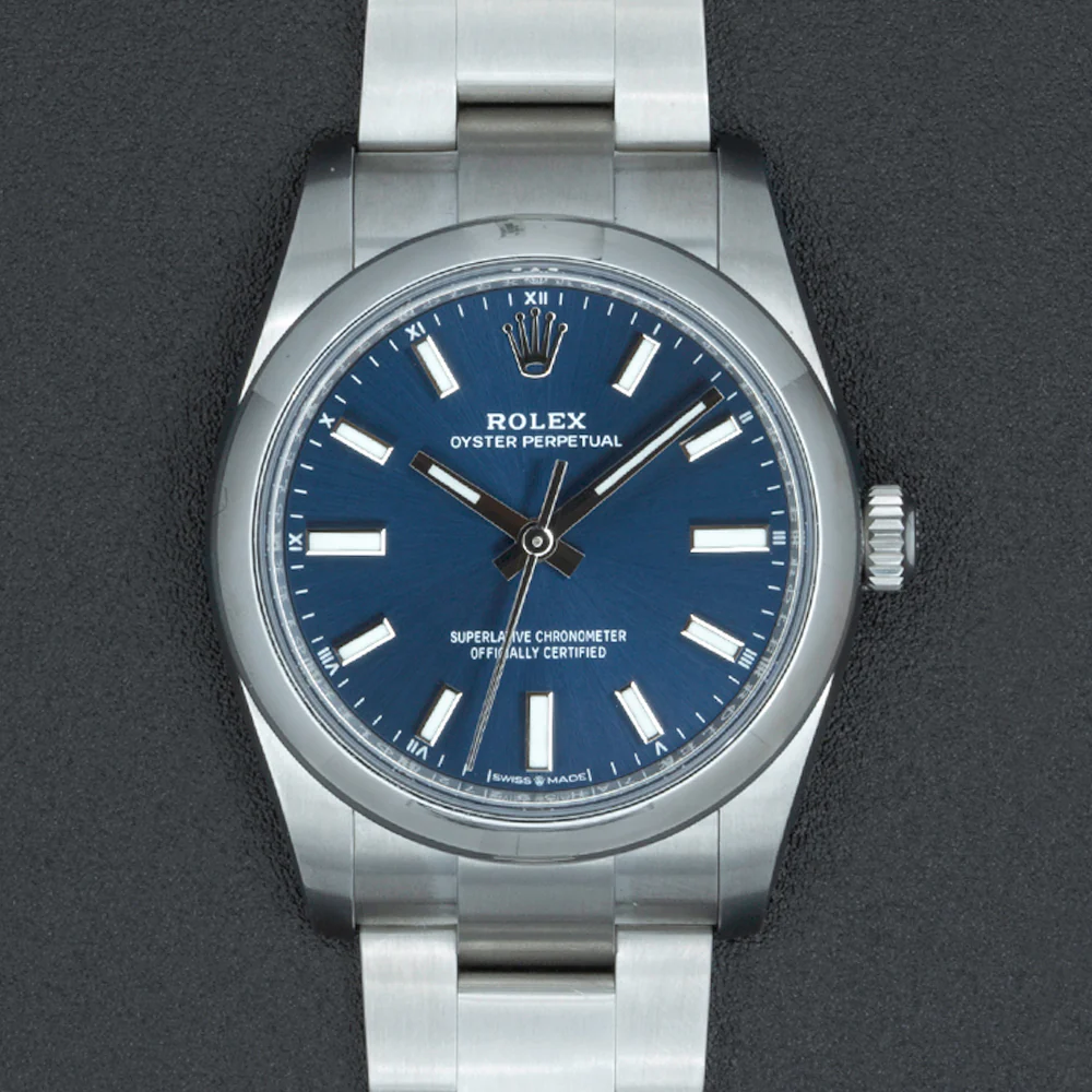 Pre Owned Rolex Oyster Perpetual 34 Steel Blue Dial - Image 2