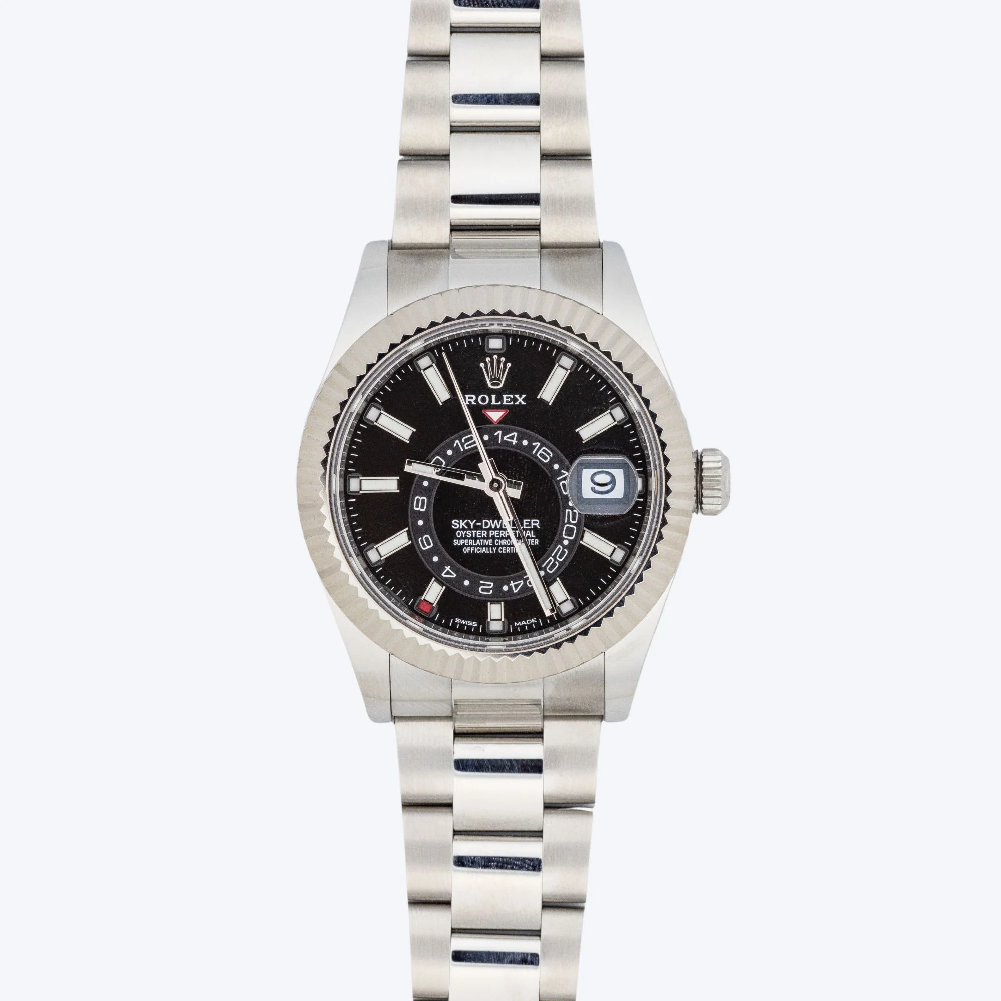 Pre Owned Rolex Sky-Dweller 42mm Black Dial Oystersteel and White Gold