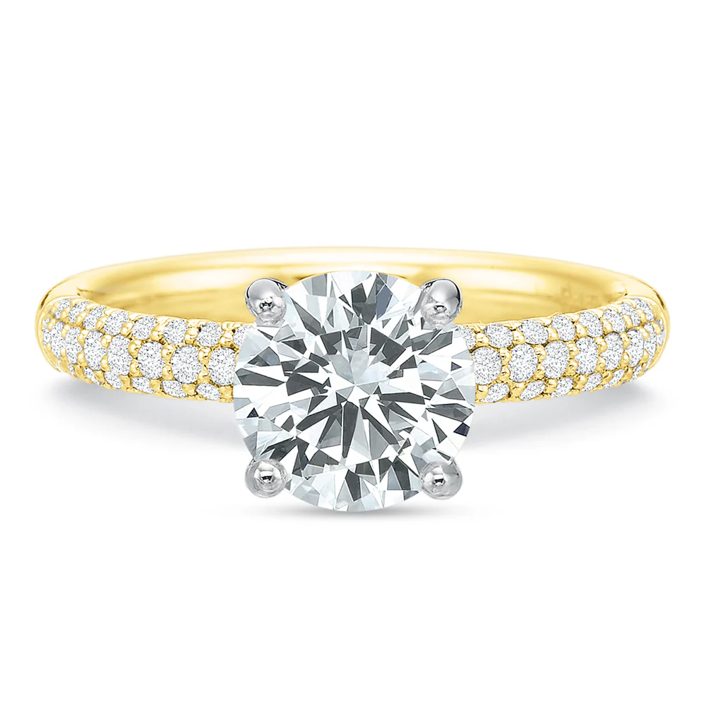 Precision Set Classic Round pav√© 18K Yellow Gold Engagement Ring Mounting