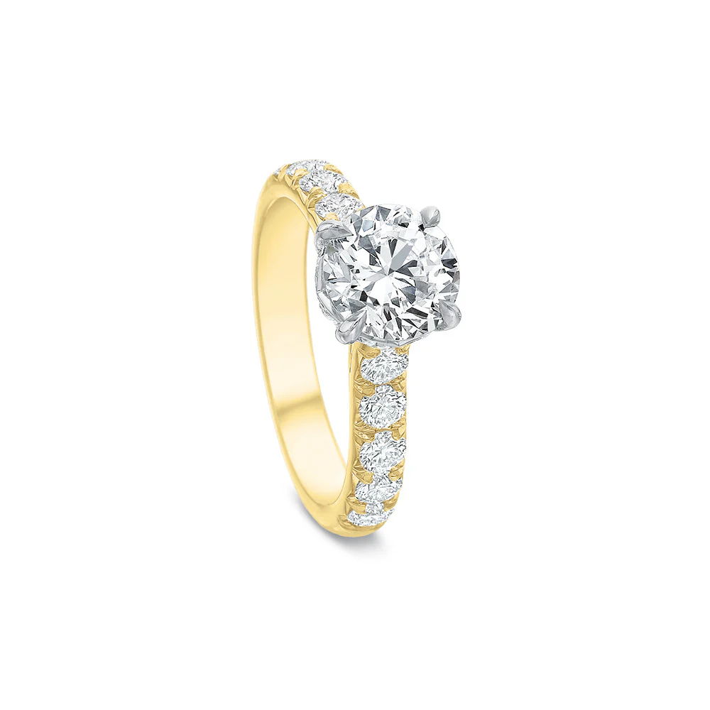 Precision Set Flushfit Diamond Engagement Ring Mounting 18K Yellow Gold - Image 2