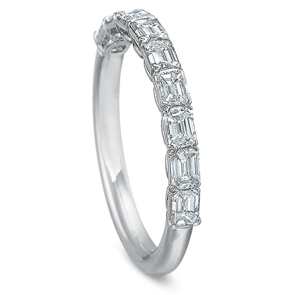 Precision Set Platinum 1 Carat Emerald Cut Diamond Wedding Band - Image 2