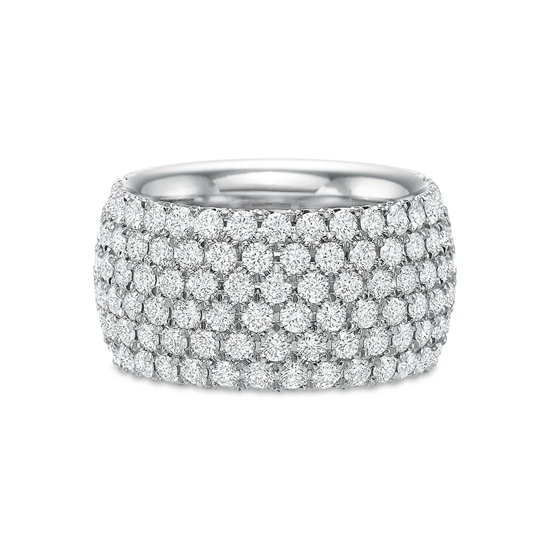 Precision Set Platinum 6 Row Diamond Wedding Band