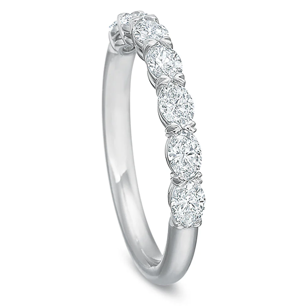 Precision Set Platinum Oval Diamond Wedding Band - Image 2