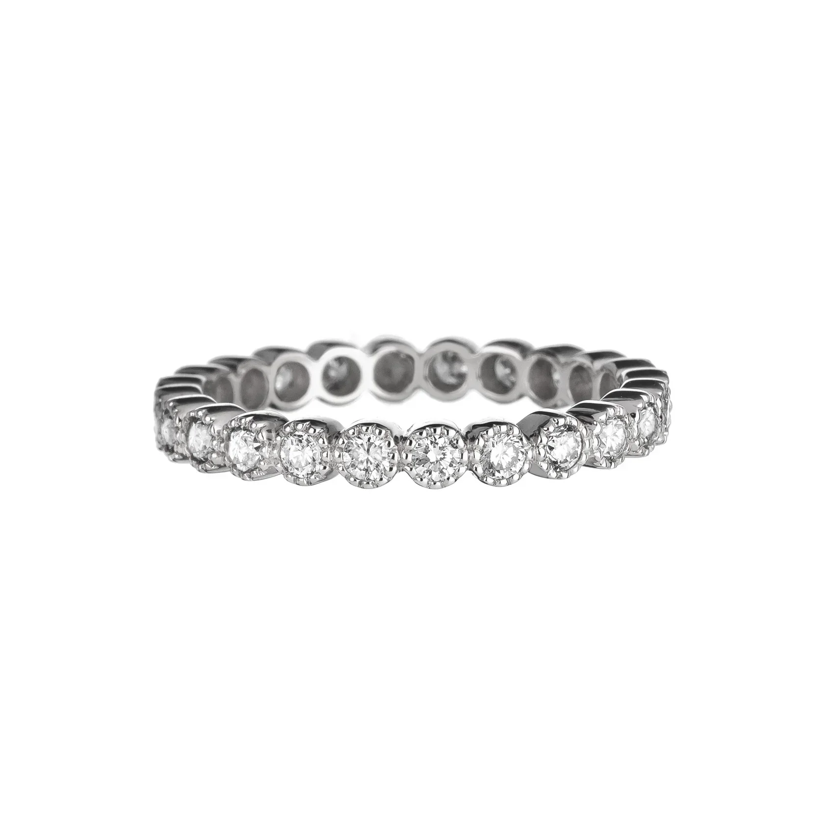 Sethi Couture Bezel Diamond Eternity Stackable Ring 18K White Gold