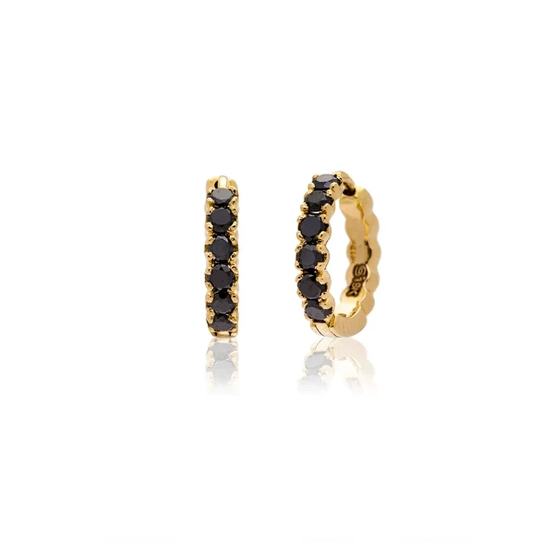 Sethi Couture Zelda Black Diamond Huggie Earrings 18K Yellow Gold