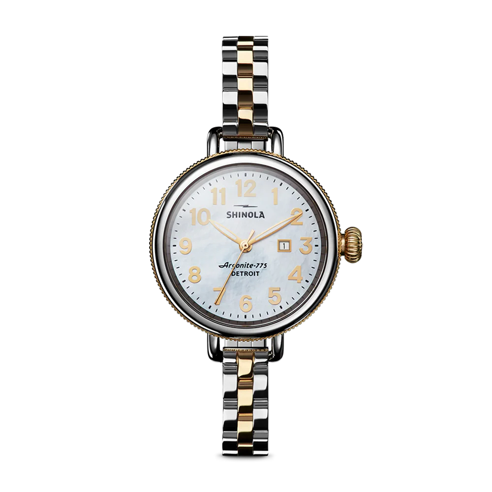 Shinola Birdy 34mm Mother of Pearl Dial Two-Tone Bracelet Watch