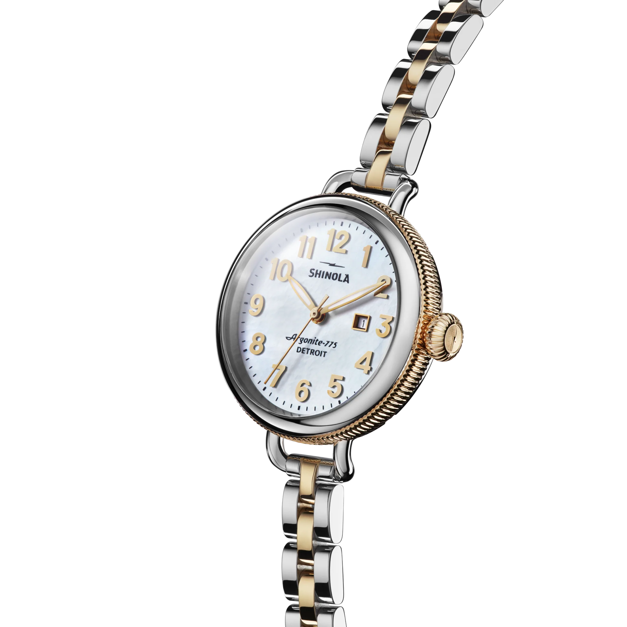 Shinola Birdy 34mm Mother of Pearl Dial Two-Tone Bracelet Watch - Image 2