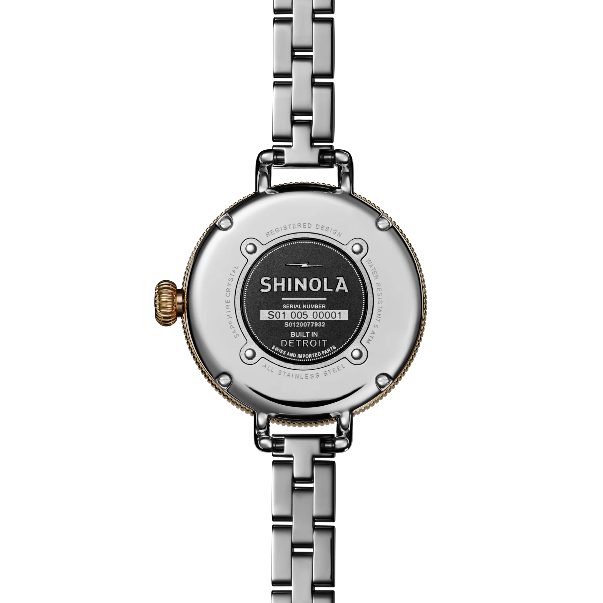 Shinola Birdy 34mm Mother of Pearl Dial Two-Tone Bracelet Watch - Image 3