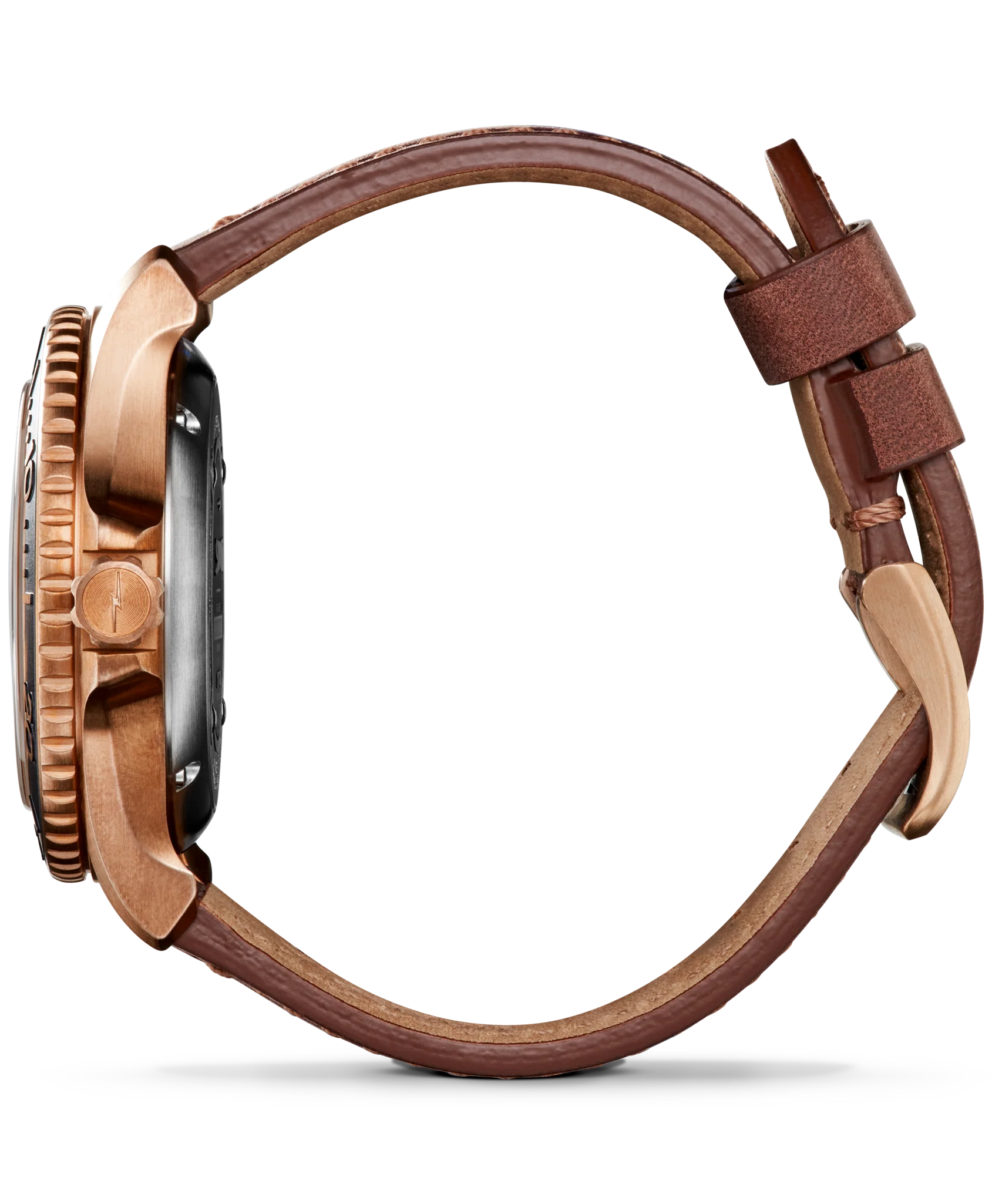 Shinola Bronze Monster Automatic 43mm Black Dial Leather Strap Watch - Image 5