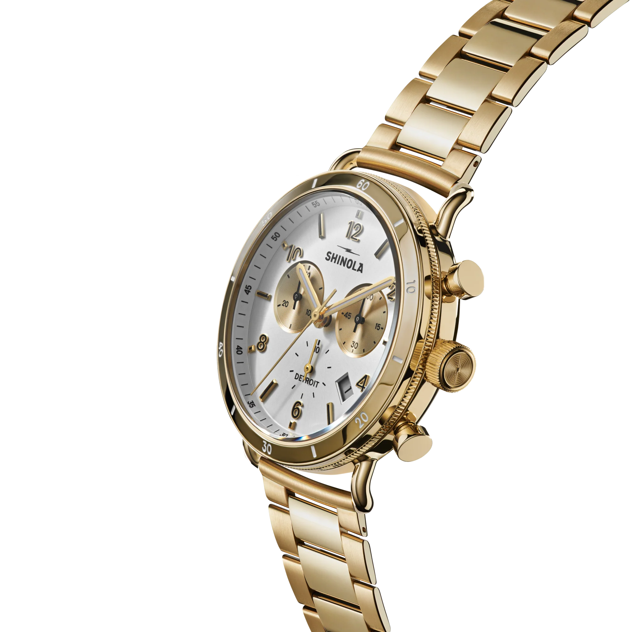 Shinola Canfield Sport Chronograph 40mm Silver Dial Gold-PVD Watch - Image 3