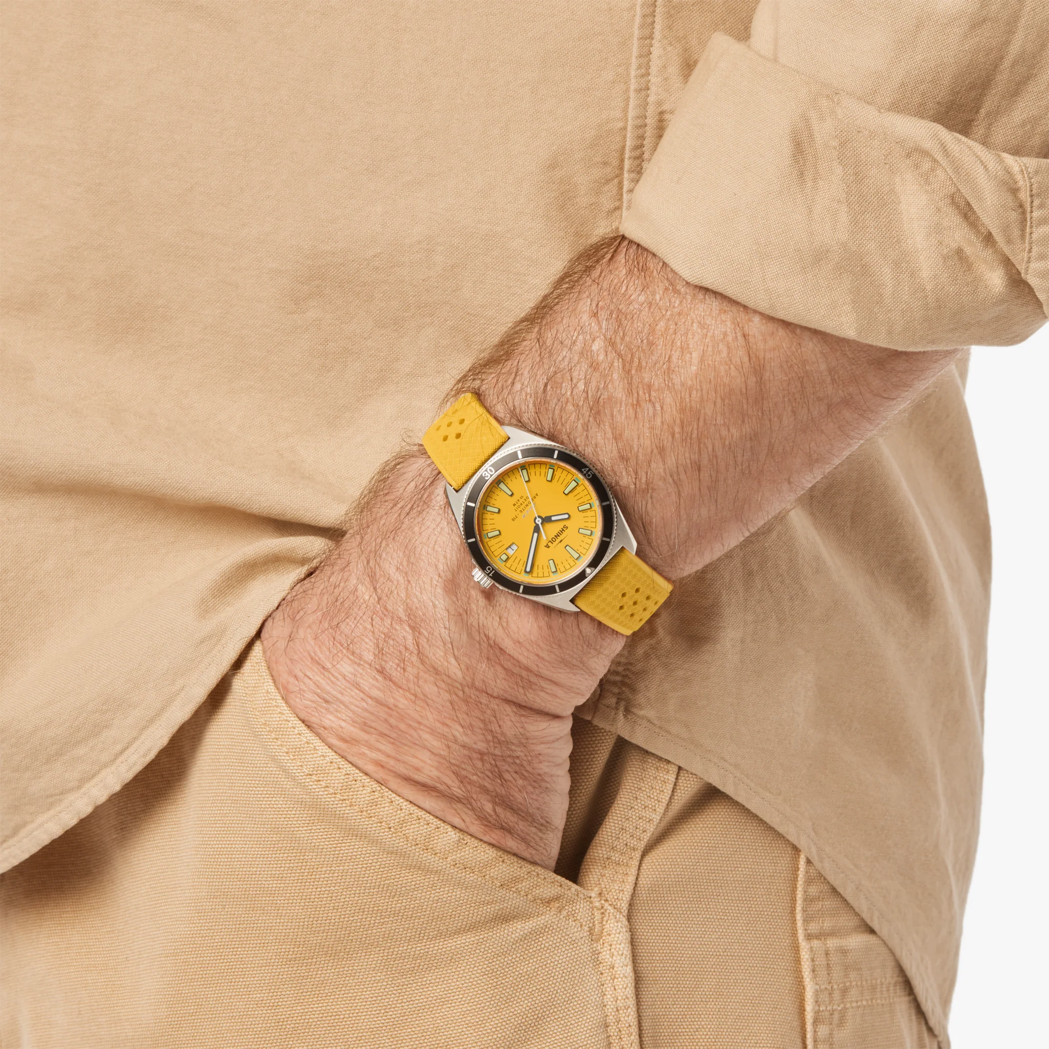 Shinola Duck 40mm Canary Yellow Dial Rubber Strap Watch - Image 2