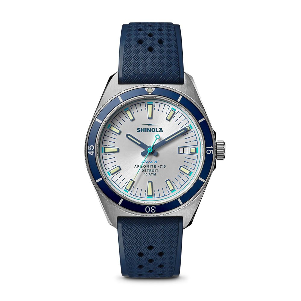 Shinola Duck 40mm Midnight Blue Dial Rubber Strap Watch
