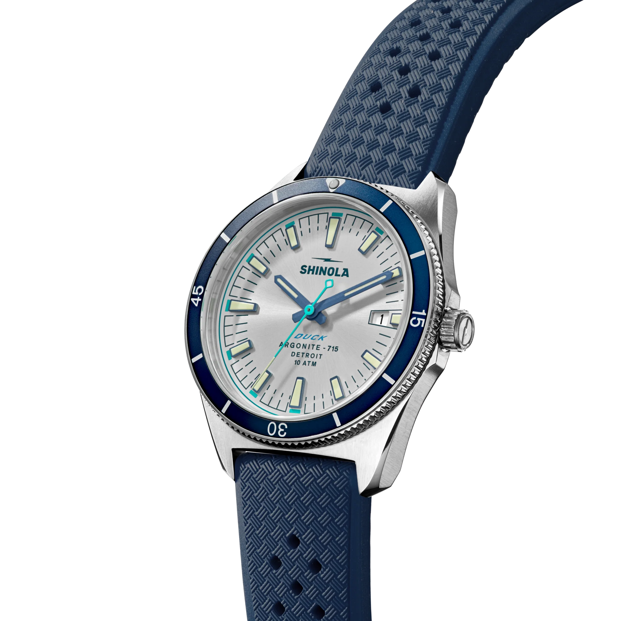 Shinola Duck 40mm Midnight Blue Dial Rubber Strap Watch - Image 4