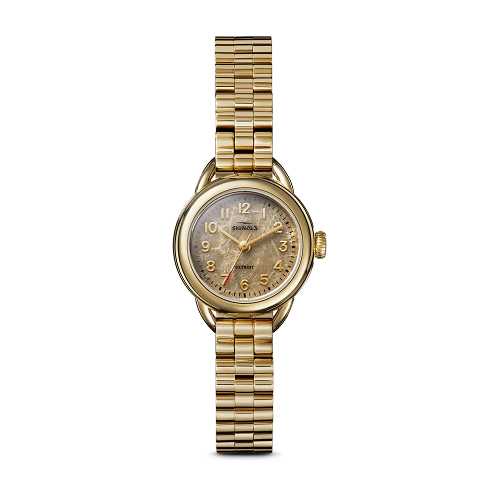 Shinola Runabout 25mm Petoskey Stone Dial Gold PVD Watch