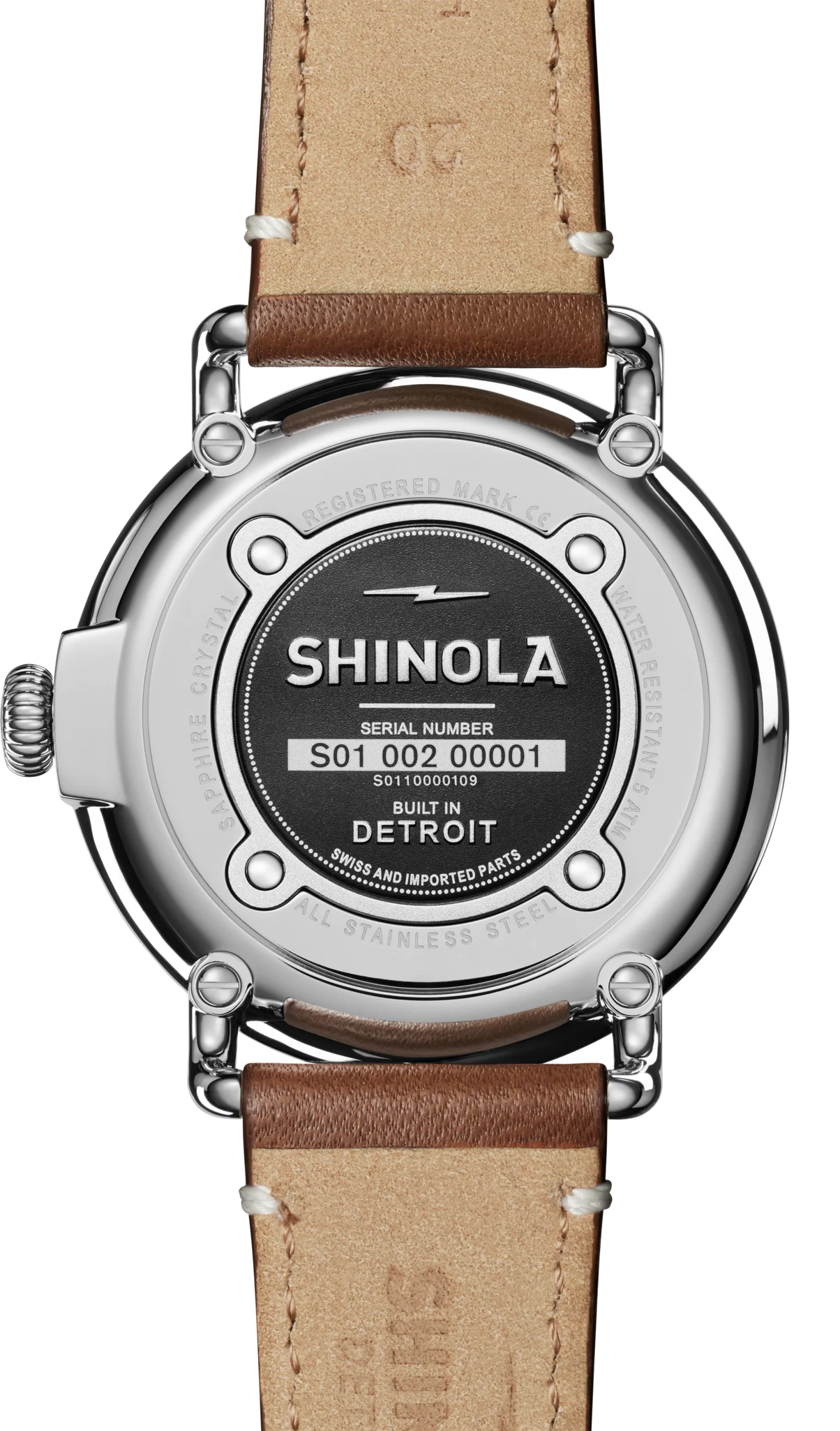 Shinola Runwell 41mm White Dial Tan Leather Strap Watch - Image 4