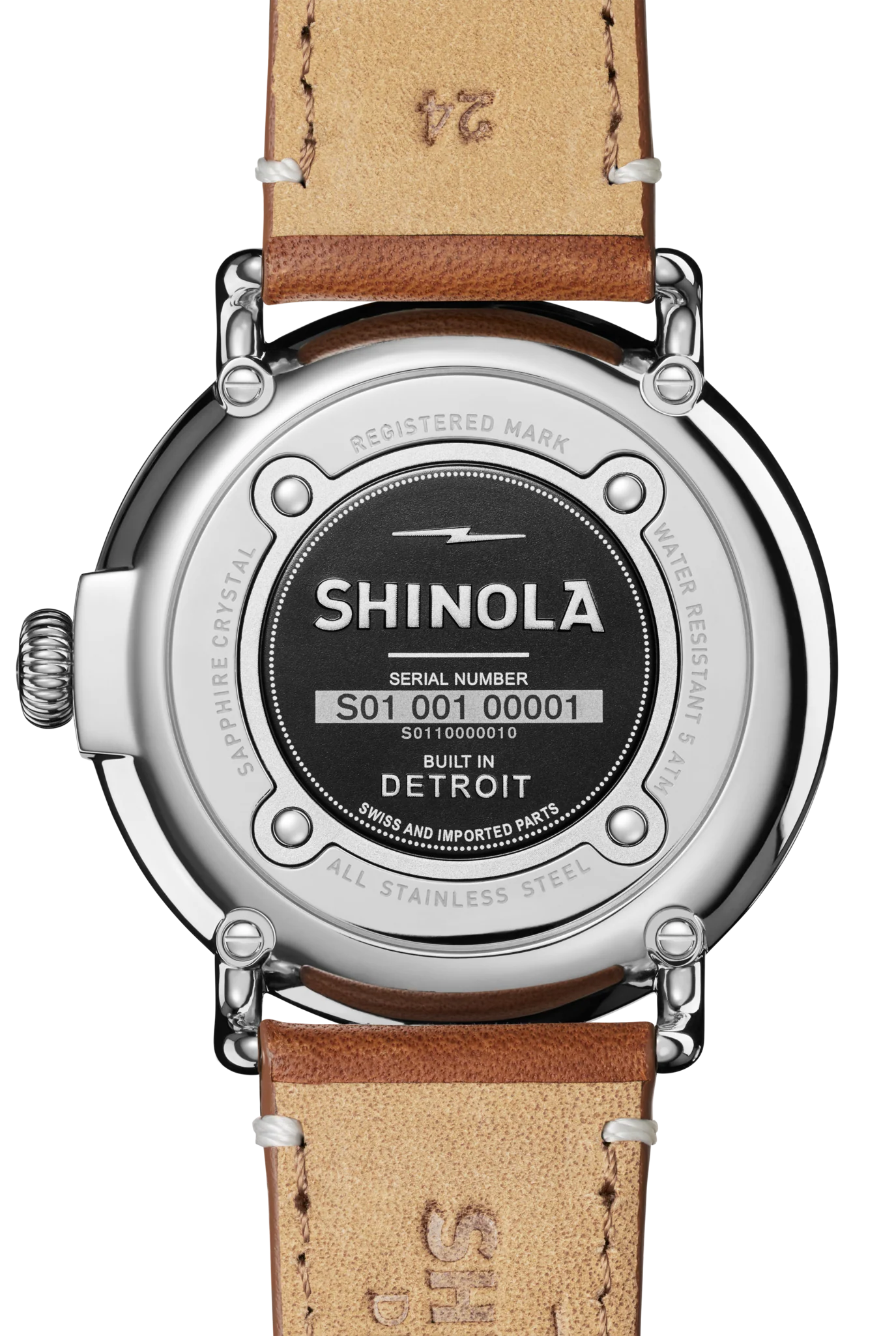 Shinola Runwell 47mm White Dial Tan Leather Strap Watch - Image 4