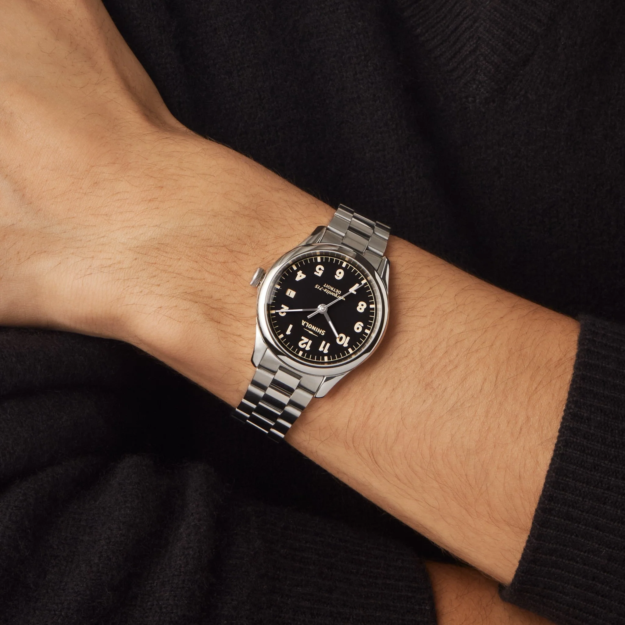 Shinola Vinton 38mm Black Dial Stainless Steel Bracelet Watch - Image 2