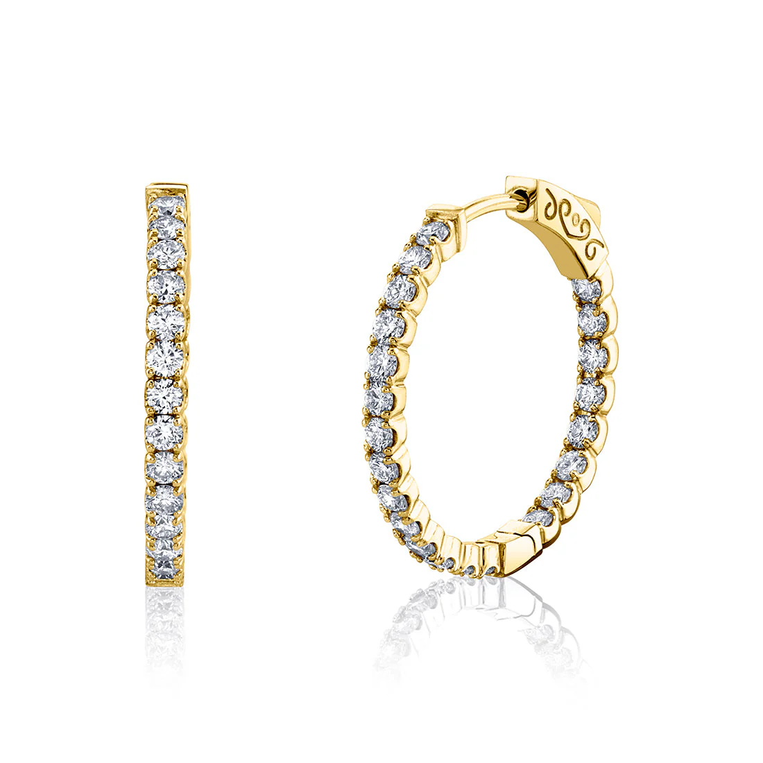 Sylvie 1.50ct Diamond Hoop Earrings 14K Yellow Gold