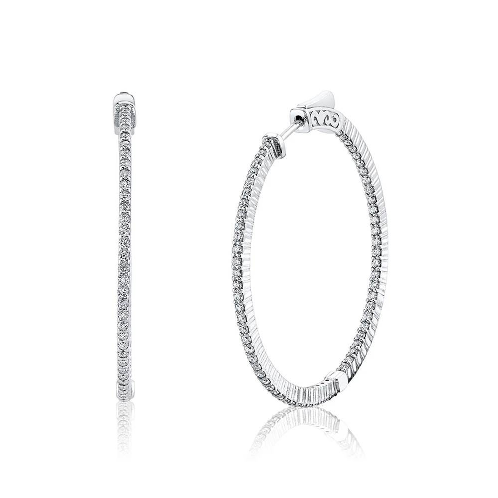 Sylvie 14K White Gold 1.15ct Diamond Hoop Earrings