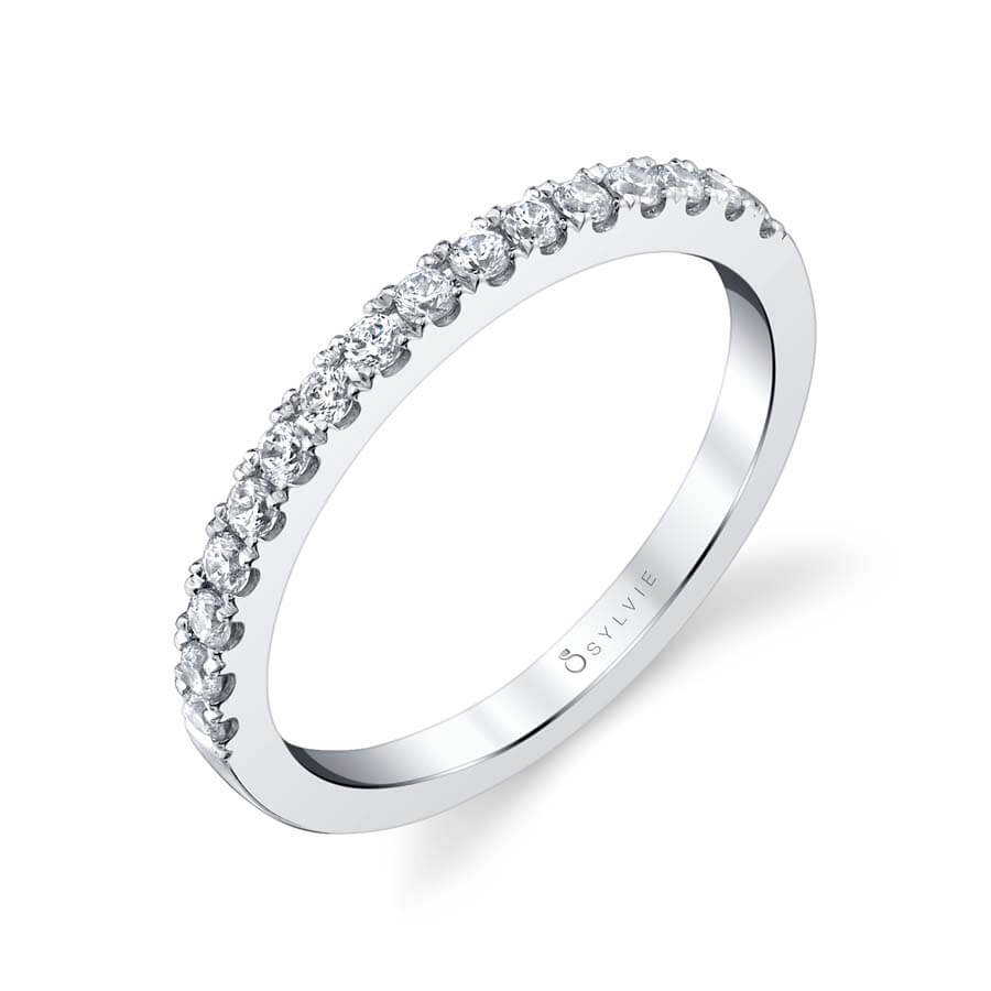Sylvie 18K White Gold Classic 0.26ct Diamond Wedding Band