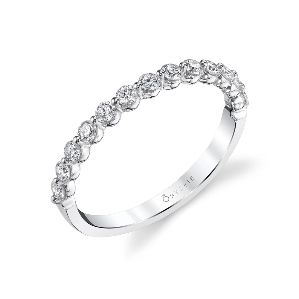 Sylvie 18K White Gold Diamond Wedding Band