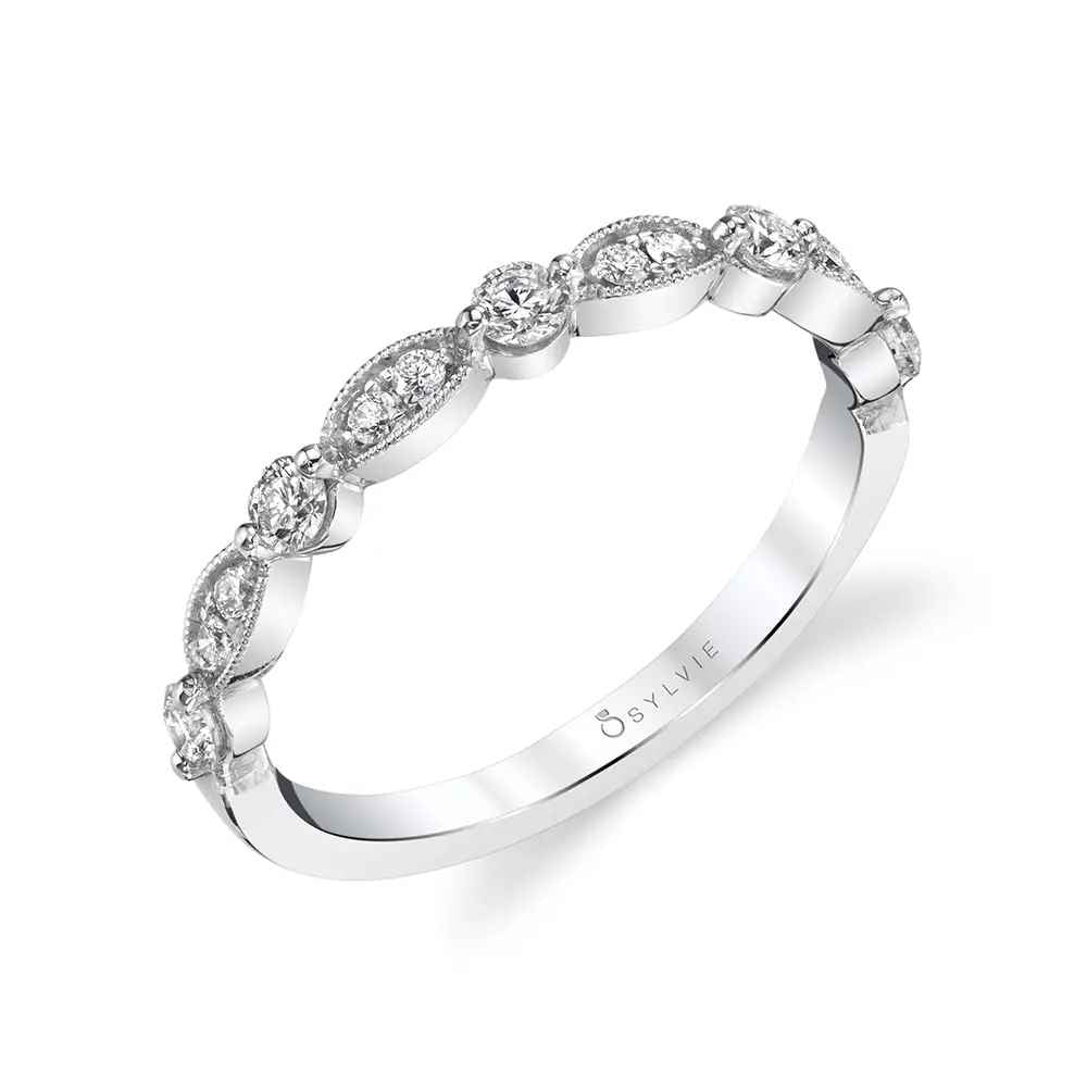 Sylvie 18K White Gold Stackable 0.35ct Diamond Wedding Band