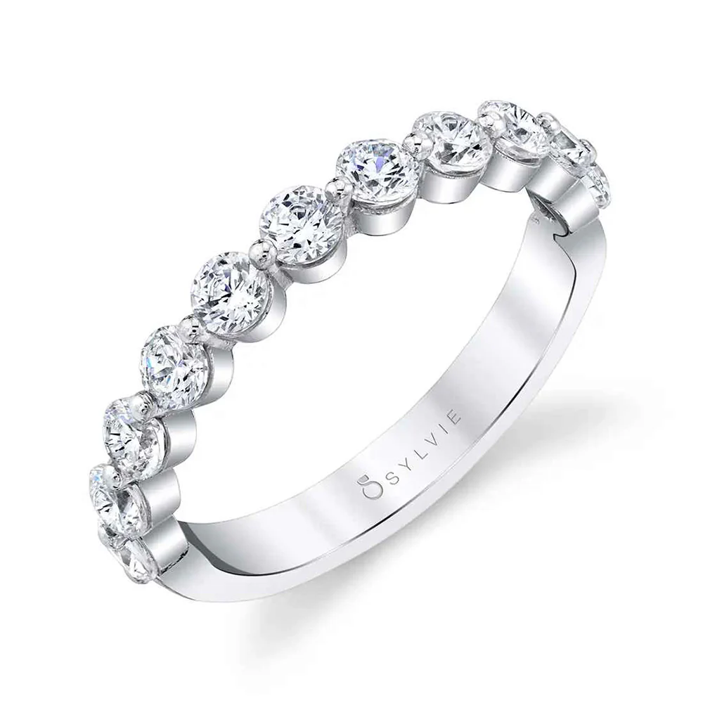 Sylvie 18K White Gold Stackable 1.00ct Diamond Wedding Band