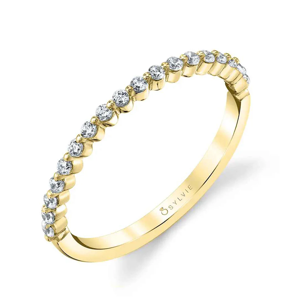 Sylvie 18K Yellow Gold 0.18ct Diamond Stackable Wedding Band