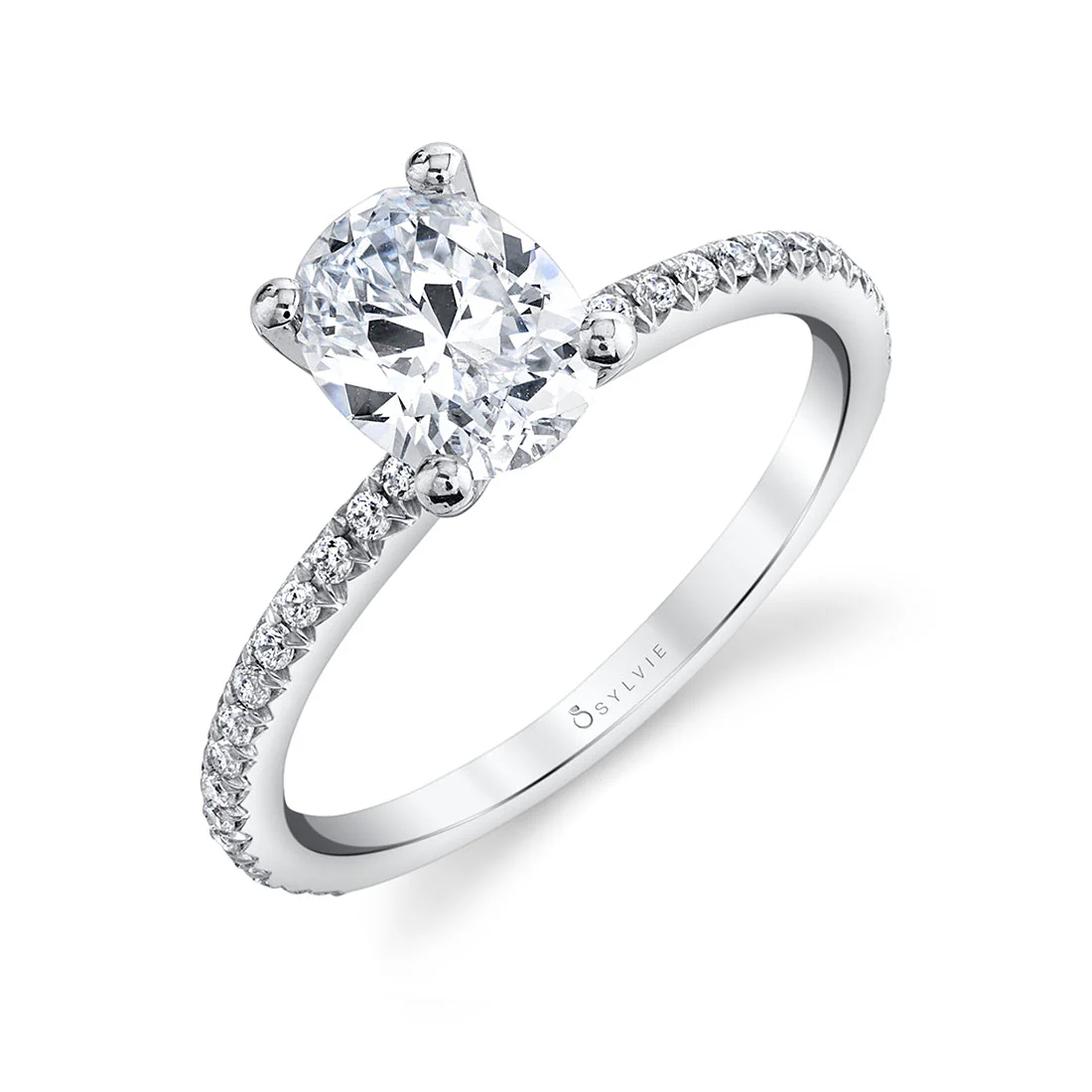 Sylvie Adorlee 18K White Gold Classic Oval Engagement Ring Mounting