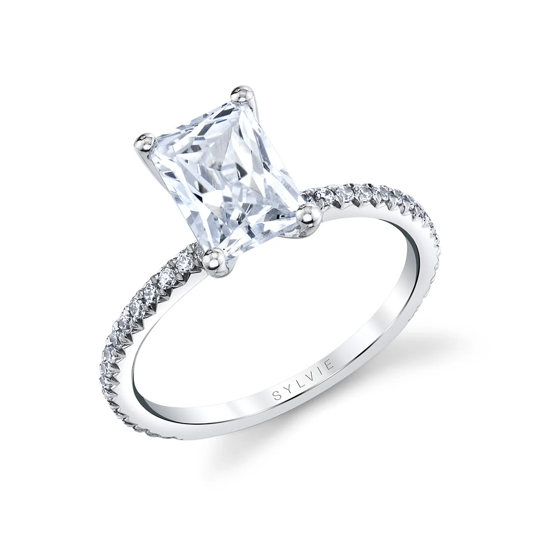 Sylvie Adorlee Platinum Classic Radiant Engagement Ring Mounting