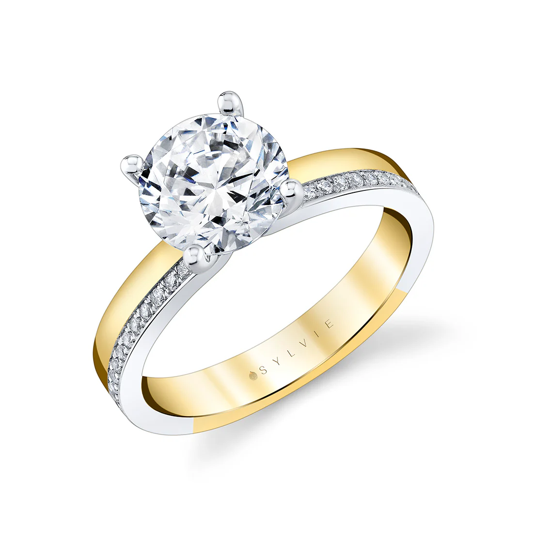 Sylvie Auravie Reese Flush Set Diamond Two Tone Engagement Ring