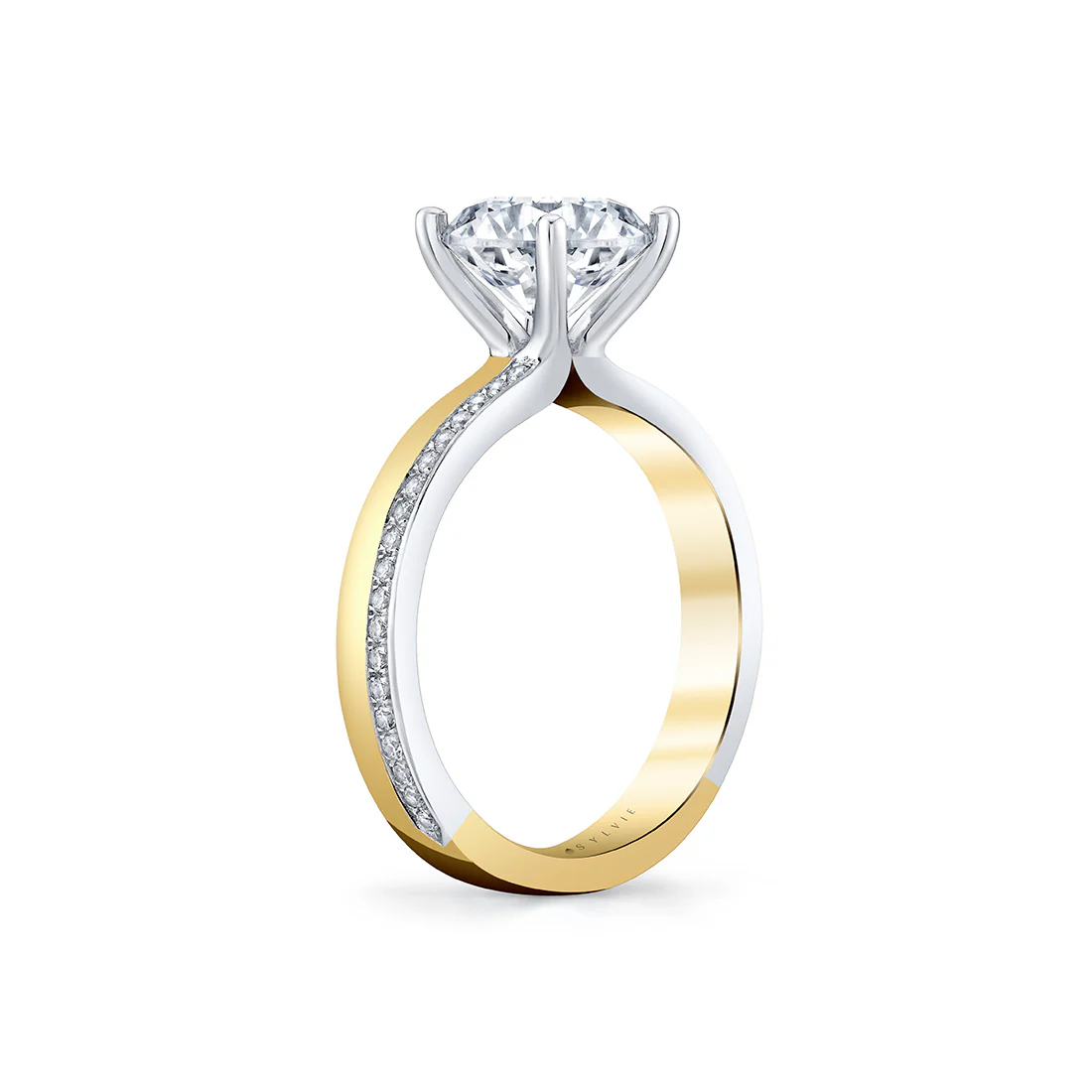 Sylvie Auravie Reese Flush Set Diamond Two Tone Engagement Ring - Image 3