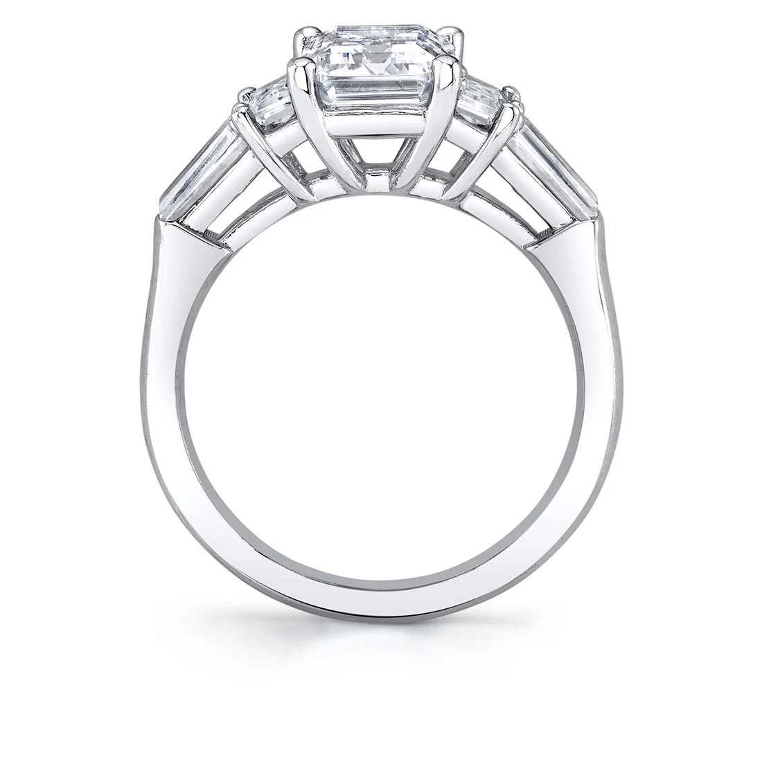 Sylvie Bree 18K White Gold Emerald 5-Stone Engagement Ring Mounting - Image 2