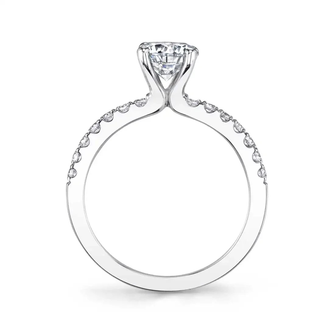 Sylvie Celeste 18K White Gold Classic Oval Engagement Ring Mounting - Image 2