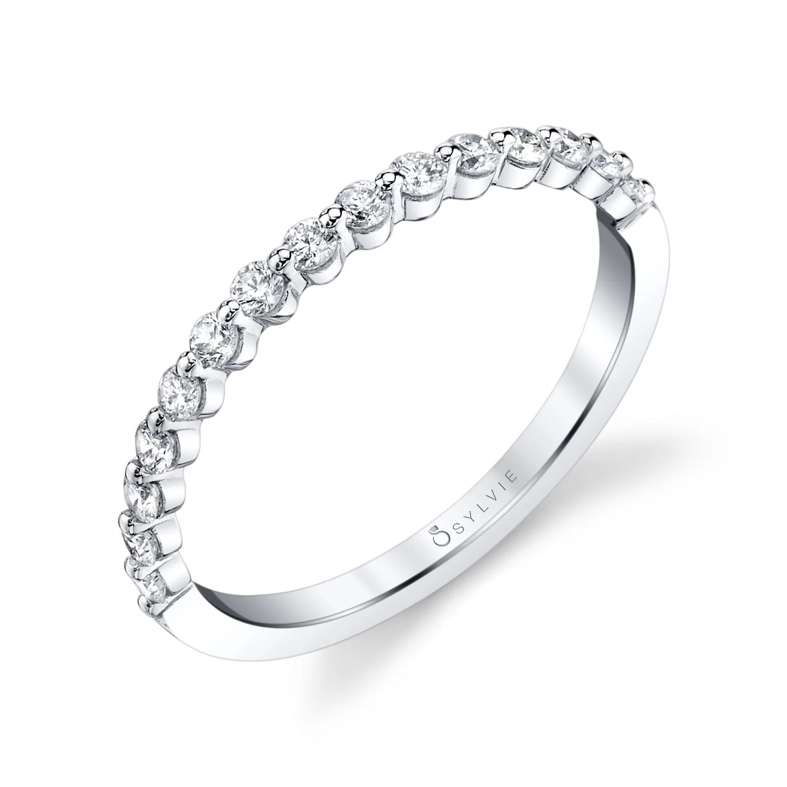 Sylvie Cerise Stackable Diamond Wedding Band 18K White Gold