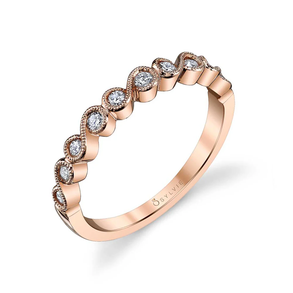 Sylvie Chloe 18K Rose Gold Stackable Diamond Wedding Band