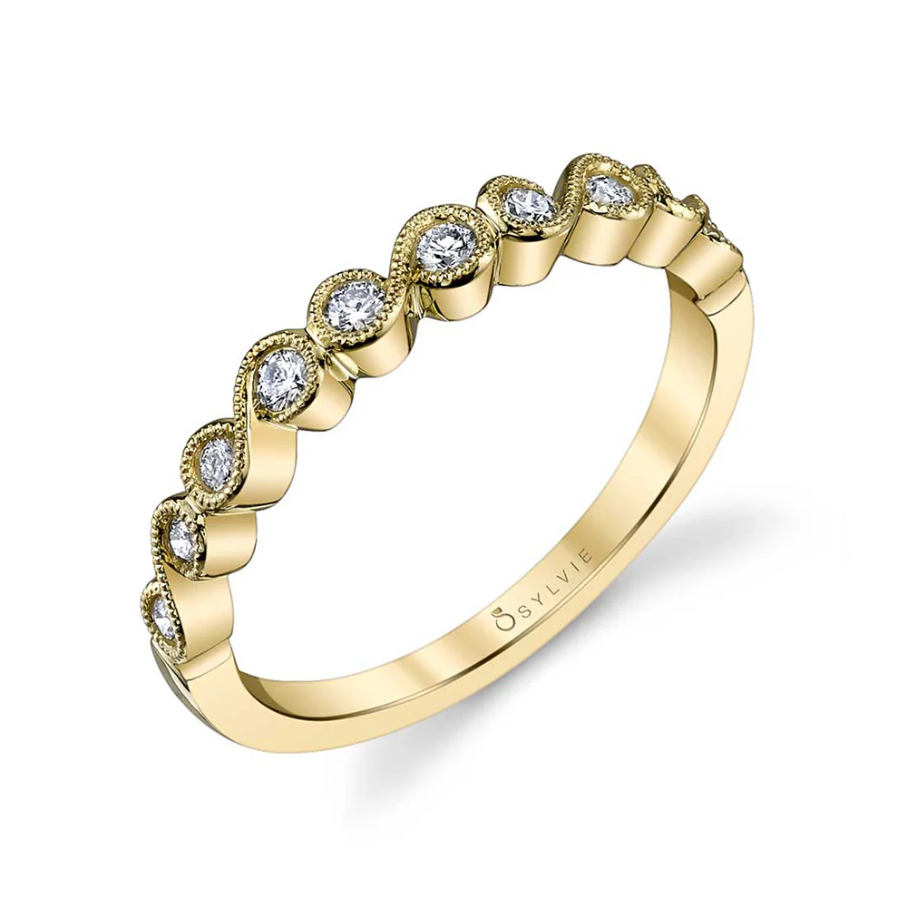Sylvie Chloe 18K Yellow Gold Stackable Diamond Wedding Band
