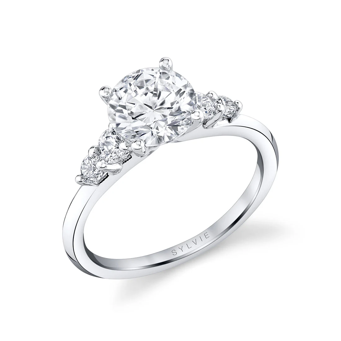 Sylvie Daria Platinum Round 5-Stone Engagement Ring Mounting