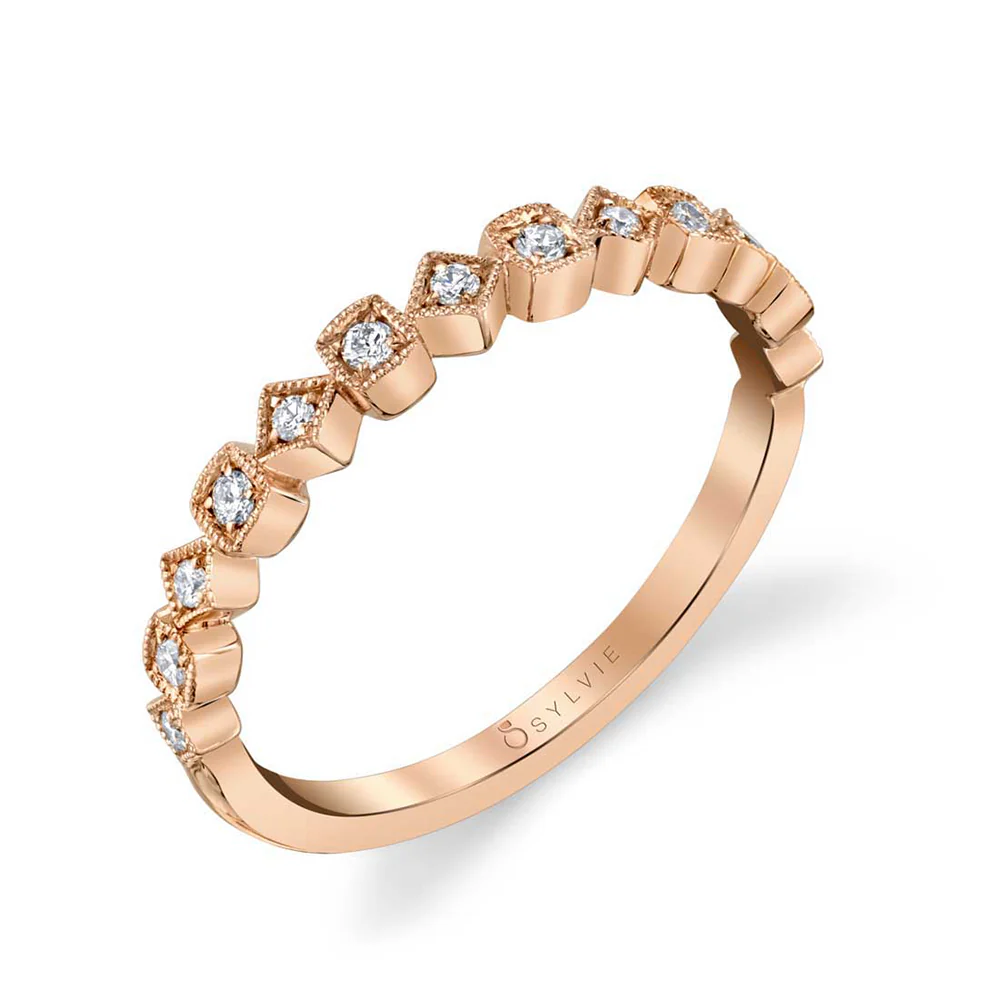 Sylvie Eliana 18K Rose Gold Stackable Diamond Wedding Band